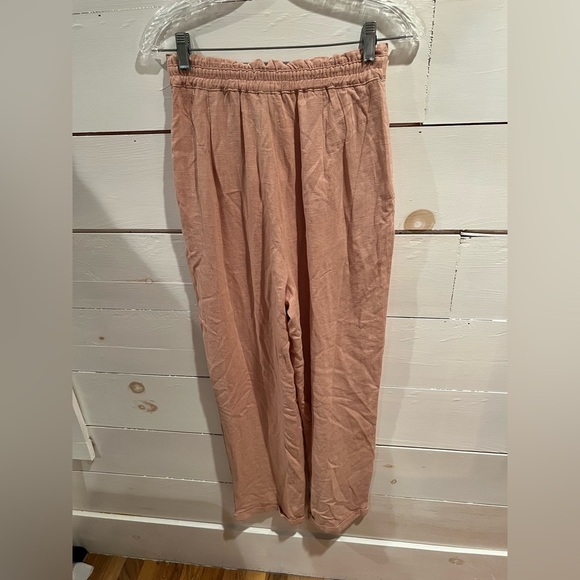 Mable NWT Women's Pink Linen blend pants, size small. Cinched waist, cuffed - Picture 3 of 6